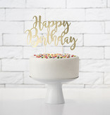 Cake topper Happy Birthday goud