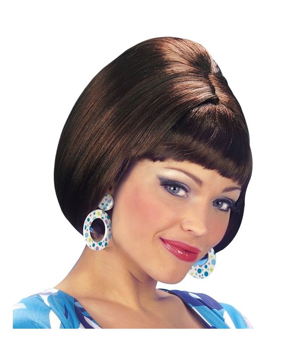 Pruik party girl 70's bruin