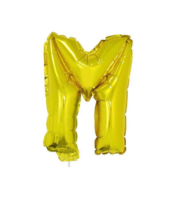 Folieballon Letter 'M' Goud Met Stokje