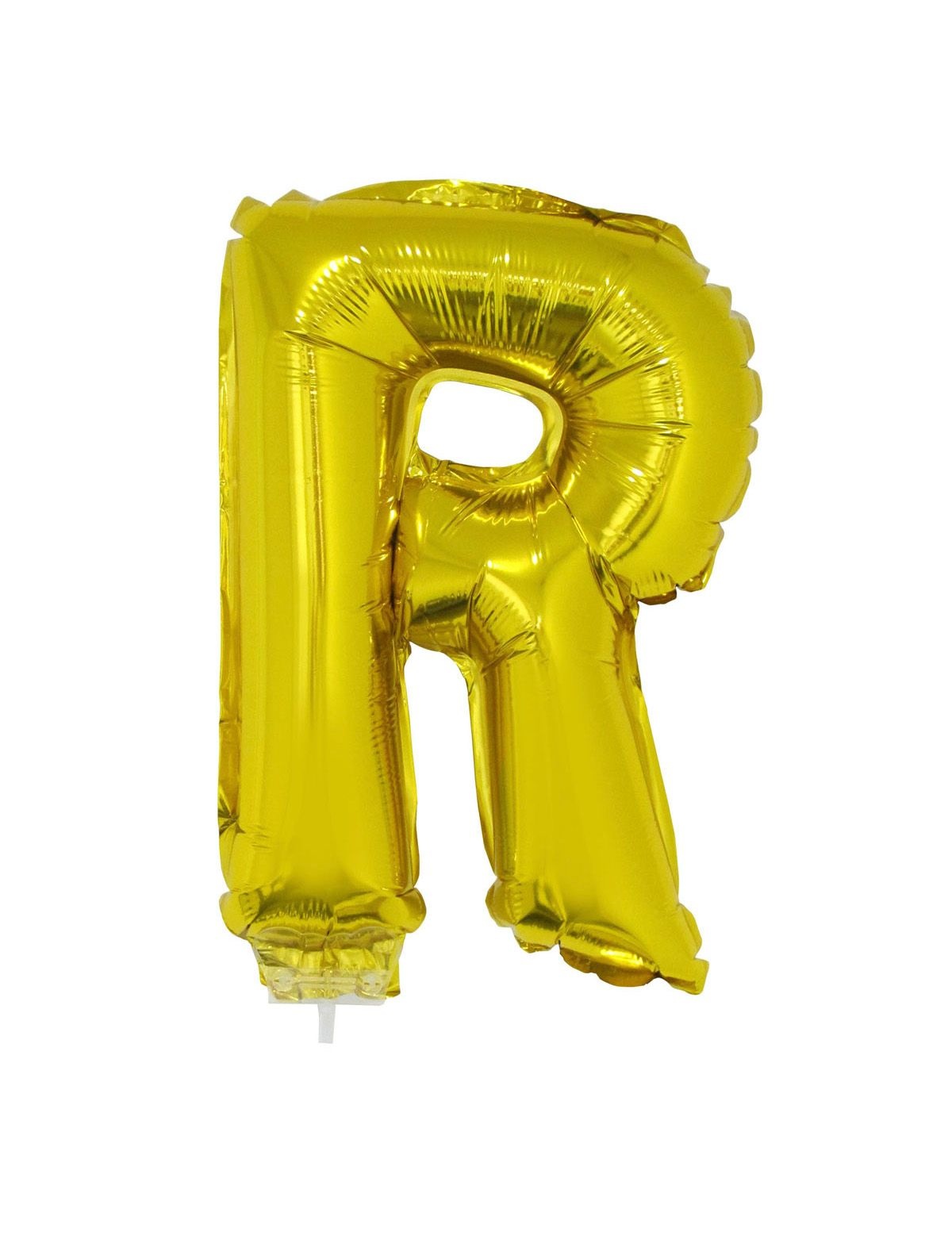 Folieballon Letter &apos;R&apos; Goud Met Stokje afbeelding