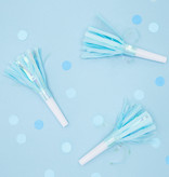 Feesttoeter lichtblauw metallic 6 stuks