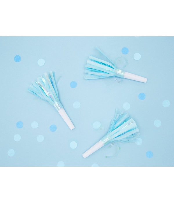 Feesttoeter lichtblauw metallic 6 stuks