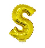 Folieballon Goud Letter 'S' Met Rietje