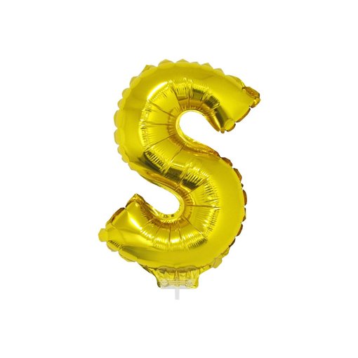 Folieballon Goud Letter 'S' Met Rietje