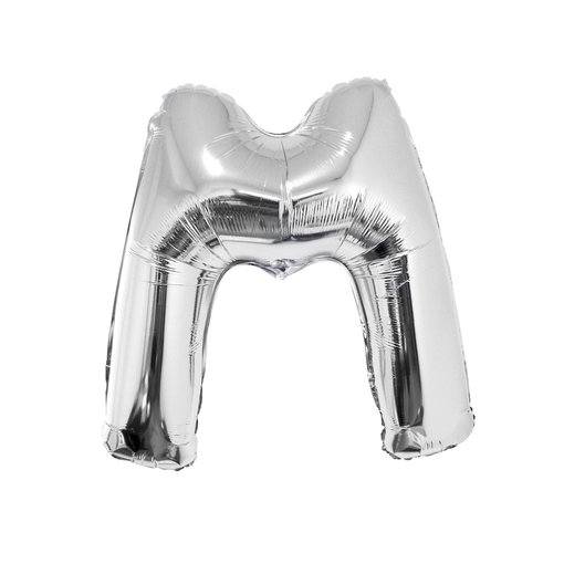 Folieballon Zilver Letter 'M' groot