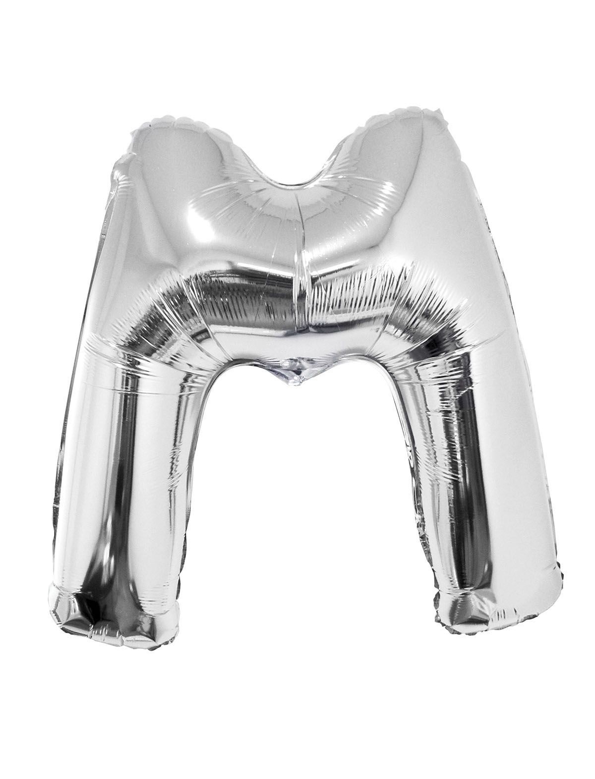 Folieballon Zilver Letter &apos;M&apos; groot afbeelding