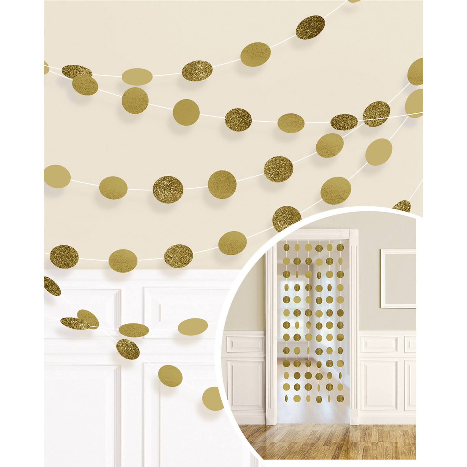 Hangdecoratie Goud/Glitter Cirkels