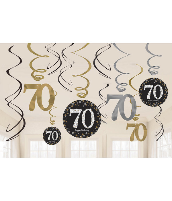 70 Jaar Hangdecoratie Swirlset Zilver/Goud