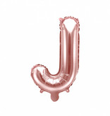 Folieballon J Rose Goud 35 cm