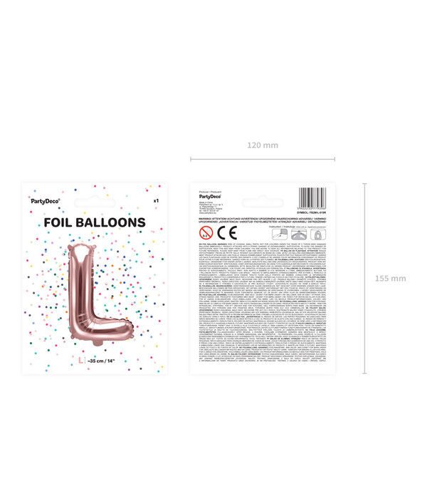 Folieballon L Rose Goud 35 cm