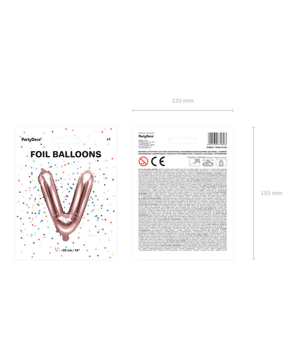 Folieballon V Rose Goud 35 cm