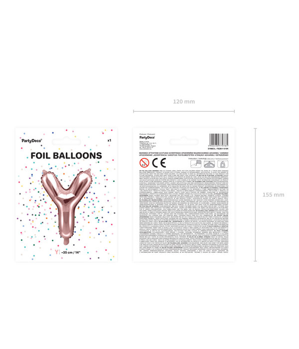 Folieballon Y Rose Goud 35 cm