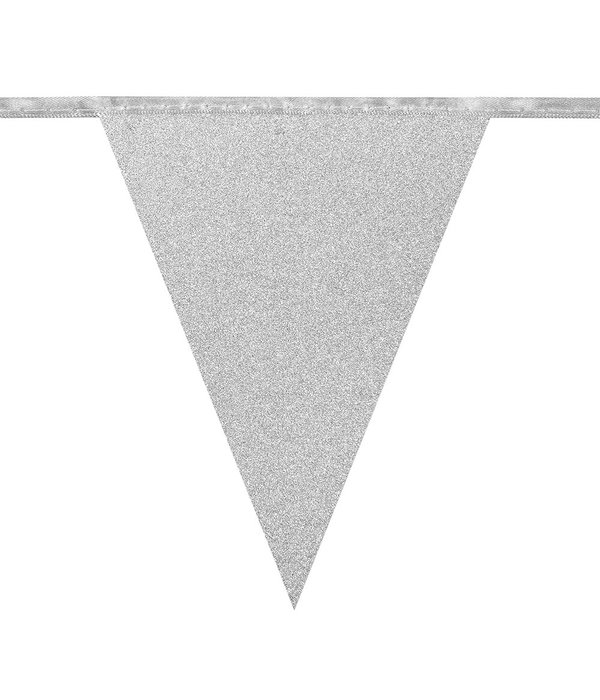 Zilveren Glitter Vlaggenlijn Karton - 6 meter