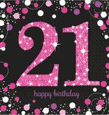 Servetten 21 Jaar Sparkling Roze - 16 stuks