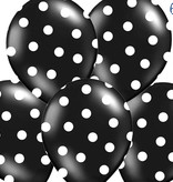 Ballonnen Pastel Zwart Met Witte Stippen - 6 Stuks