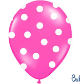 Ballonnen Pastel Pink Met Witte Stippen - 6 Stuks