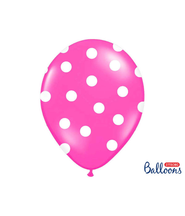 Ballonnen Pastel Pink Met Witte Stippen - 6 Stuks