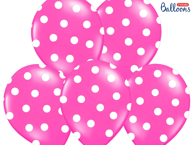 Ballonnen Pastel Pink Met Witte Stippen - 6 Stuks