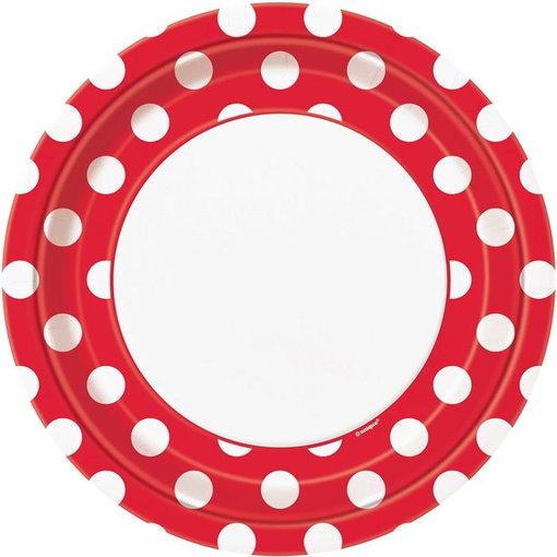 Bordjes Rood met Stippen - 8 Stuks