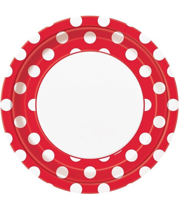 Bordjes Rood met Stippen - 8 Stuks