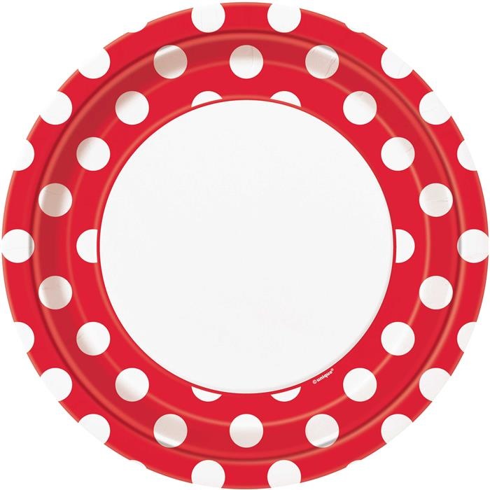 Bordjes Rood met Stippen - 8 Stuks afbeelding