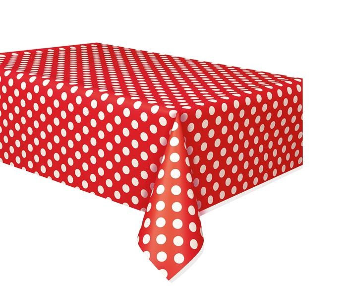 Tafelkleed Rood met Stippen afbeelding