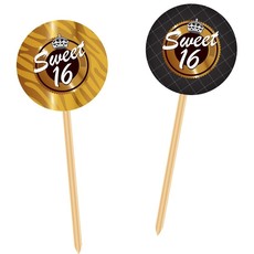 Prikkers Sweet 16 Goud/Zwart - 20 Stuks