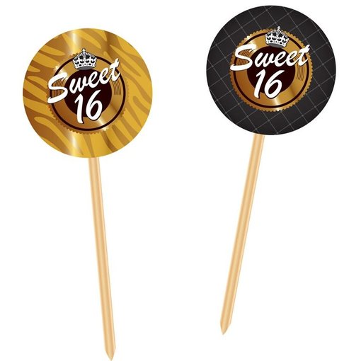 Prikkers Sweet 16 Goud/Zwart - 20 Stuks
