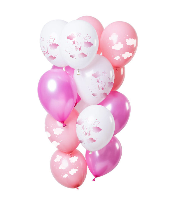 Ballonnen 'It's a Girl' Roze Premium