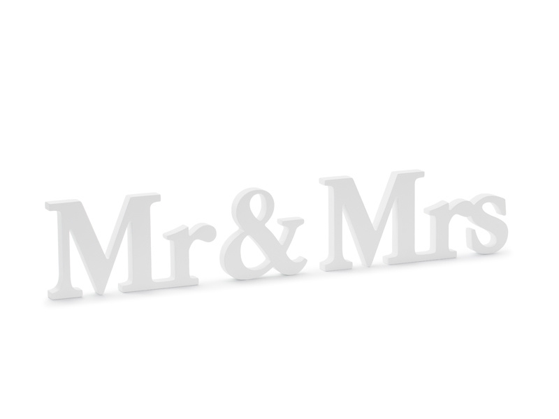Houten Decoratie Mr & Mrs Wit afbeelding