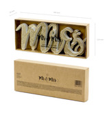 Houten Decoratie Mr & Mrs Goud Glitter