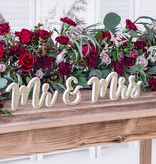 Houten Decoratie Mr & Mrs Goud Glitter