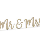 Houten Decoratie Mr & Mrs Goud Glitter