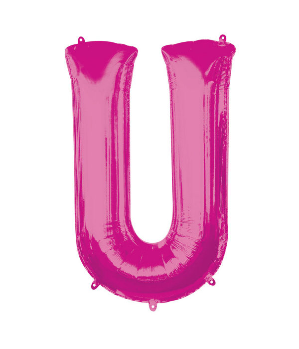 Folieballon Roze Letter 'U' Groot
