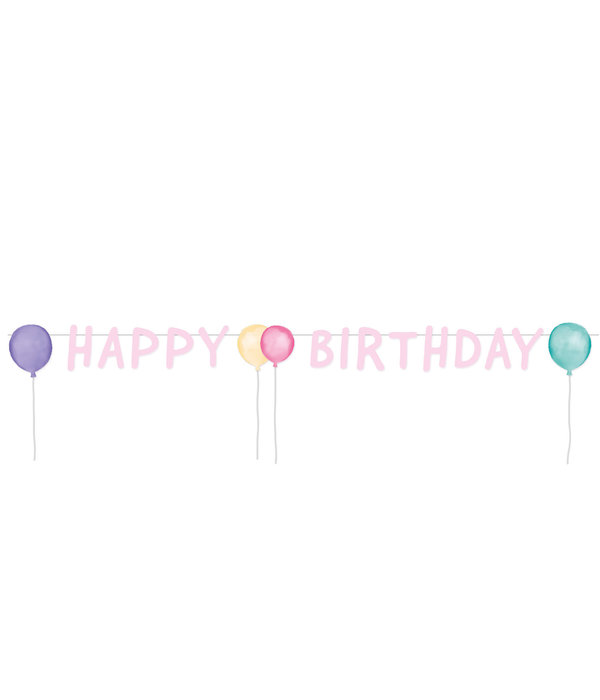 Letterbanner 'Happy Birthday' Pastel Roze