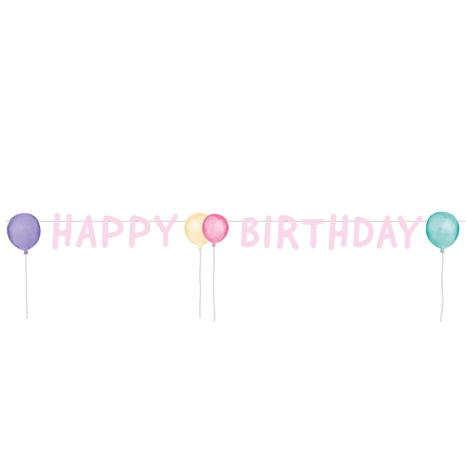 Letterbanner &apos;Happy Birthday&apos; Pastel Roze