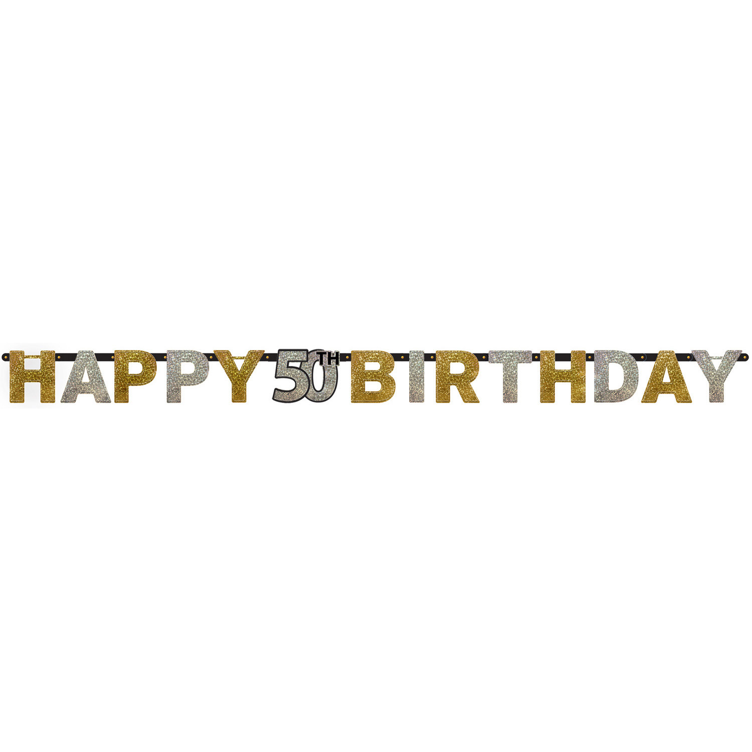 Letterbanner 50 Jaar Sparkling Goud/Zilver afbeelding