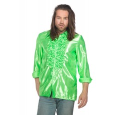 Ruchesblouse satijn neon groen