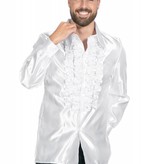 Ruchesblouse satijn wit Kevin