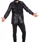 Ruchesblouse satijn zwart Kevin