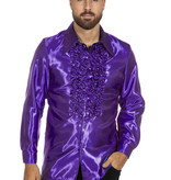 Ruchesblouse satijn paars Kevin