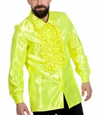 Ruchesblouse satijn neon geel
