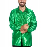 Ruchesblouse satijn groen Kevin