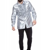 Ruchesblouse satijn zilver