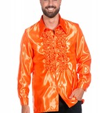 Ruchesblouse neon oranje