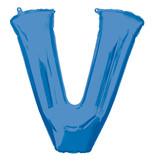 Folieballon Blauwe Letter 'V' - Groot