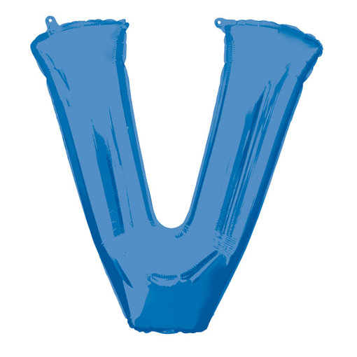 Folieballon Blauwe Letter 'V' - Groot