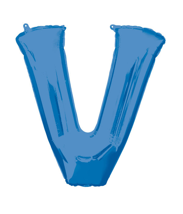 Folieballon Blauwe Letter 'V' - Groot