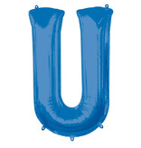 Folieballon Blauwe Letter 'U' - Groot