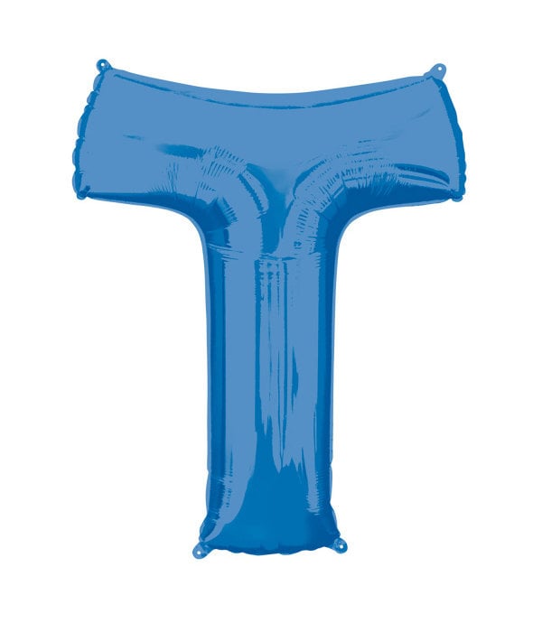 Folieballon Blauwe Letter 'T' - Groot